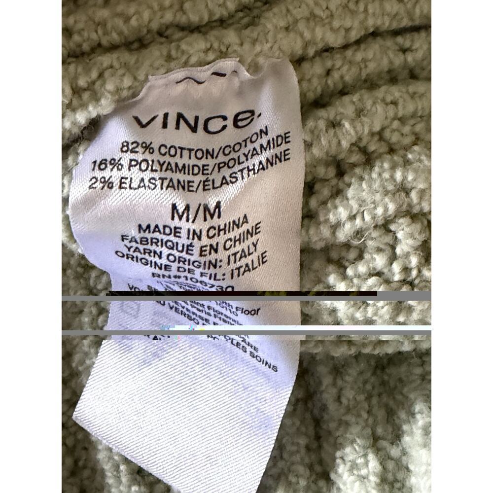 VINCE Crimped Cotton Crew Neck Sweater Womens Medium Light Green Long Sleeve - Picture 6 of 6
